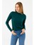 Kadın Dik Yaka Uzun Kollu Dokulu Bluz Yeşil - 26158 4
