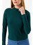 Kadın Dik Yaka Uzun Kollu Dokulu Bluz Yeşil - 26158 6