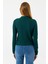 Kadın Dik Yaka Uzun Kollu Dokulu Bluz Yeşil - 26158 7
