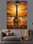 Afrika Savanlarında Gün Batımında Zürafalar Dekoratif Kanvas - Mdf Ahşap Tablo 2
