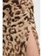 Yırtmaçlı Örme Elbise Leopar Kahve 12445785000 5