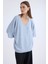 V Yaka Yarım Kol Simli Salaş Bluz 3