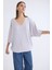 V Yaka Yarım Kol Simli Salaş Bluz 4