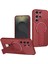 Samsung Galaxy S24 Ultra Için Manyetik Karbon Fiber Tasarım Tpu Hibrit Telefon Kılıfı ve Standı, Kırmızı (Yurt Dışından) 1