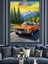Eski Model Turuncu Spor Araba Orman Yolu Dekoratif Kanvas - Mdf Ahşap Tablo 4