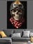Motorcu Kasklı Kuru Kafa Dekoratif Kanvas - Mdf Ahşap Tablo 3