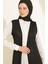 Sade Ince Basic Uzun Yelek Büyük Beden Yelek Tesettür Yelek 8765-01 Siyah 4