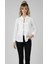 Uzun Kollu Drop Çakımı Bağcıklı Kadın Beyaz Gömlek 1