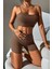 Kadın Kahverengi Şortlu Kaşkorse Gecelik Takım 1