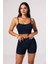 Kadın Lacivert Şortlu Kaşkorse Gecelik Takım – Modern, Konforlu ve Günlük Kombinlere Uygun 1