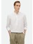 Ekru Düz Regular Fit Dokuma Casual Pamuk Karışımlı Gömlek 1