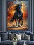 Siyah Yaban Atı Koşuyor Dekoratif Kanvas - Mdf Ahşap Tablo 1