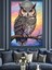 Mor Detaylı Baykuş Portresi Dekoratif Kanvas - Mdf Ahşap Tablo 2