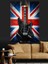 Union Jack Ingiliz Bayrağı Siyah Elektro Gitar Dekoratif Kanvas - Mdf Ahşap Tablo 3
