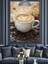 Kalp Köpüklü Sıcak Kahve Fincanı Romantik Dekoratif Kanvas - Mdf Ahşap Tablo 2
