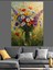 Çiçek Buketi Vazoda Sanat Dekoratif Kanvas - Mdf Ahşap Tablo 4
