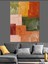Soyut Renkli Geometrik Bloklar Dekoratif Kanvas - Mdf Ahşap Tablo 5