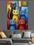 Renkli Kediler Pop Art Dekoratif Kanvas - Mdf Ahşap Tablo 2