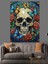 Çiçekli Kurukafa Sanat Eseri Dekoratif Kanvas - Mdf Ahşap Tablo 1