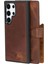 Samsung Galaxy S24 Ultra Uyumlu, Deri Cüzdanlı Kılıf, Antik Kahve 2