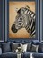 Siyah Beyaz Zebra Portresi Dekoratif Kanvas - Mdf Ahşap Tablo 3