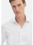 Beyaz Düz Slim Fit Dokuma Klasik %100 Pamuk Gömlek 3