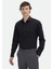 Siyah Düz Slim Fit Dokuma Klasik %100 Pamuk Gömlek 1