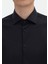Siyah Düz Slim Fit Dokuma Klasik %100 Pamuk Gömlek 4