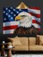 Amerikan Bayrağı Üzerinde Kartal Dekoratif Kanvas - Mdf Ahşap Tablo 2