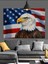 Amerikan Bayrağı Üzerinde Kartal Dekoratif Kanvas - Mdf Ahşap Tablo 3