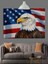 Amerikan Bayrağı Üzerinde Kartal Dekoratif Kanvas - Mdf Ahşap Tablo 4