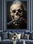 Silahlı Kuru Kafa Koyu Fon Dekoratif Kanvas - Mdf Ahşap Tablo 2