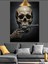 Silahlı Kuru Kafa Dekoratif Kanvas - Mdf Ahşap Tablo 4