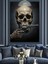 Silahlı Kuru Kafa Dekoratif Kanvas - Mdf Ahşap Tablo 5