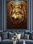 Altın Kurt Portresi Dekoratif Kanvas - Mdf Ahşap Tablo 4