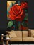 Kırmızı Gül Çiçeği Dekoratif Kanvas - Mdf Ahşap Tablo 5