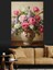Vazoda Gül Çiçekleri Dekoratif Kanvas - Mdf Ahşap Tablo 4