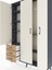 Arges Dolap 6 Raflı 3 Çekmeceli Tek Askılı 132X30X195 Antrasit-Aytaşı/çam 4
