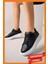 LC101 Siyah Cilt Beyaz Taban Kadın Sneaker 1