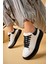 LC101 Beyaz Siyah Cilt Siyah Taban Kadın Sneaker 1