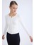 Önü Düğmeli Fitilli Uzun Kol Bluz 2