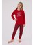 Anne Kız %100 Pamuklu Kırmızı Uzun Kollu Pijama Takımı 3514 (Pijamaları Ayrı Ayrı Sepete Ekleyiniz) 6