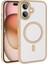 Apple iPhone 16 Kılıf Wireless Şarj Özellikli Krom M-Safe Silikon Kapak - Rose Gold 1