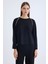 Yuvarlak Yaka Şeritli Uzun Kol Bluz 1