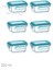 4376 6lı Sızdırmaz Kilit Kapaklı Yiyecek Erzak Saklama Kabı Seti - Cam Saklama Kabı - 150ML Mavi 4