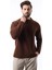 Kahverengi Bisiklet Yaka Overfit Erkek Triko Kazak E7402 2