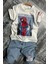Erkek Çocuk Örümcek Ağı ve Digital Yazı Baskılı T-Shirt Ip Detaylı Mavi Şortlu Takım 1