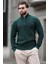 Petrol Yeşili Fermuar Yaka Triko Erkek Kazak E7295 2