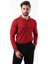 Kırmızı Polo Yaka Dokulu Uzun Kollu Kazak E7264 1