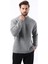 Gri Bisiklet Yaka Overfit Erkek Triko Kazak E7402 2